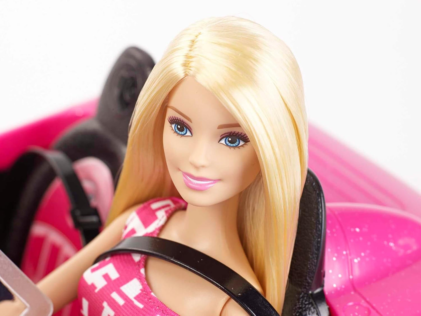 Panenka Barbie a růžový třpytivý kabriolet, realistické logo pneumatiky, 3 roky stará hračka, DJR55 Naty Shop Dolls
