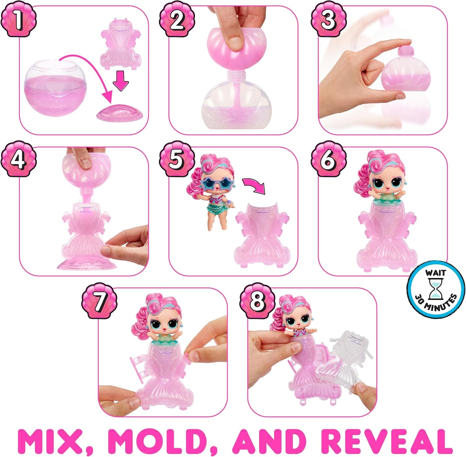 L.O.L. Překvapení! Mořské panenky - Módní mini panenky s ocasy měnícími barvu - Vhodné pro sběratele, dívky a chlapce od 4 let Naty Shop Dolls