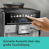 Siemens EQ.6 plus s300 automatický espresso kávovar TE653501DE, pro mnoho kávových specialit, napěňovač mléka, keramický mlýnek, dvojitá funkce kávy, proti vodnímu kameni, automatické čištění párou, 1500 W, stříbrný