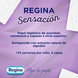 Regina Feeling – 42 rolí toaletního papíru, 175 listů se třemi vrstvami, přírodní extrakt z bavlny a jemná vůně, 60 % recyklovaný plastový obal, 100 % certifikovaný papír Fsc