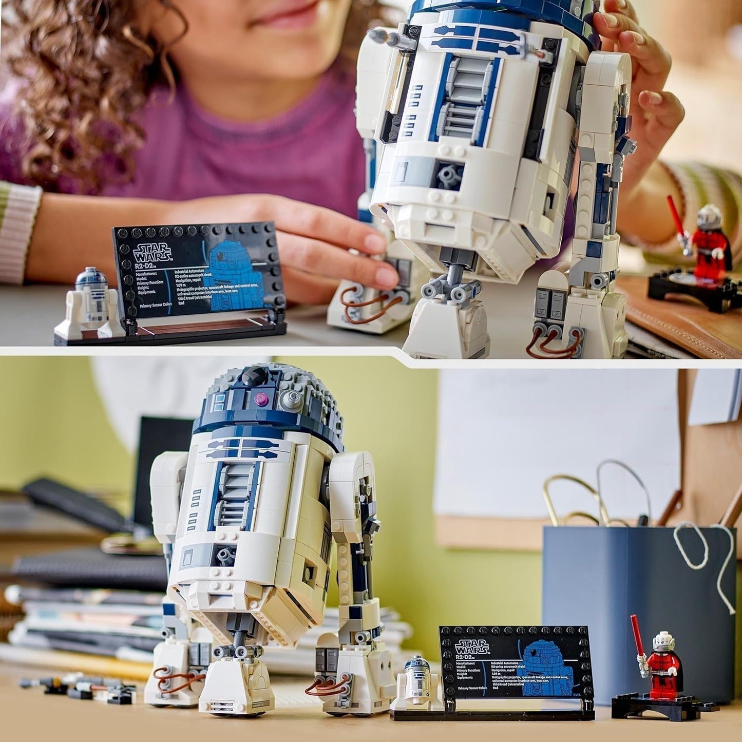 Sada modelů LEGO Star Wars R2-D2 pro děti, chlapce a dívky, sestavitelná figurka droida s minifigurkou Dartha Maleka k 25. výročí a dekoračním talířem, kolekce Nápad na dárek 75379 Stavebnice Besuche den LEGO-Store