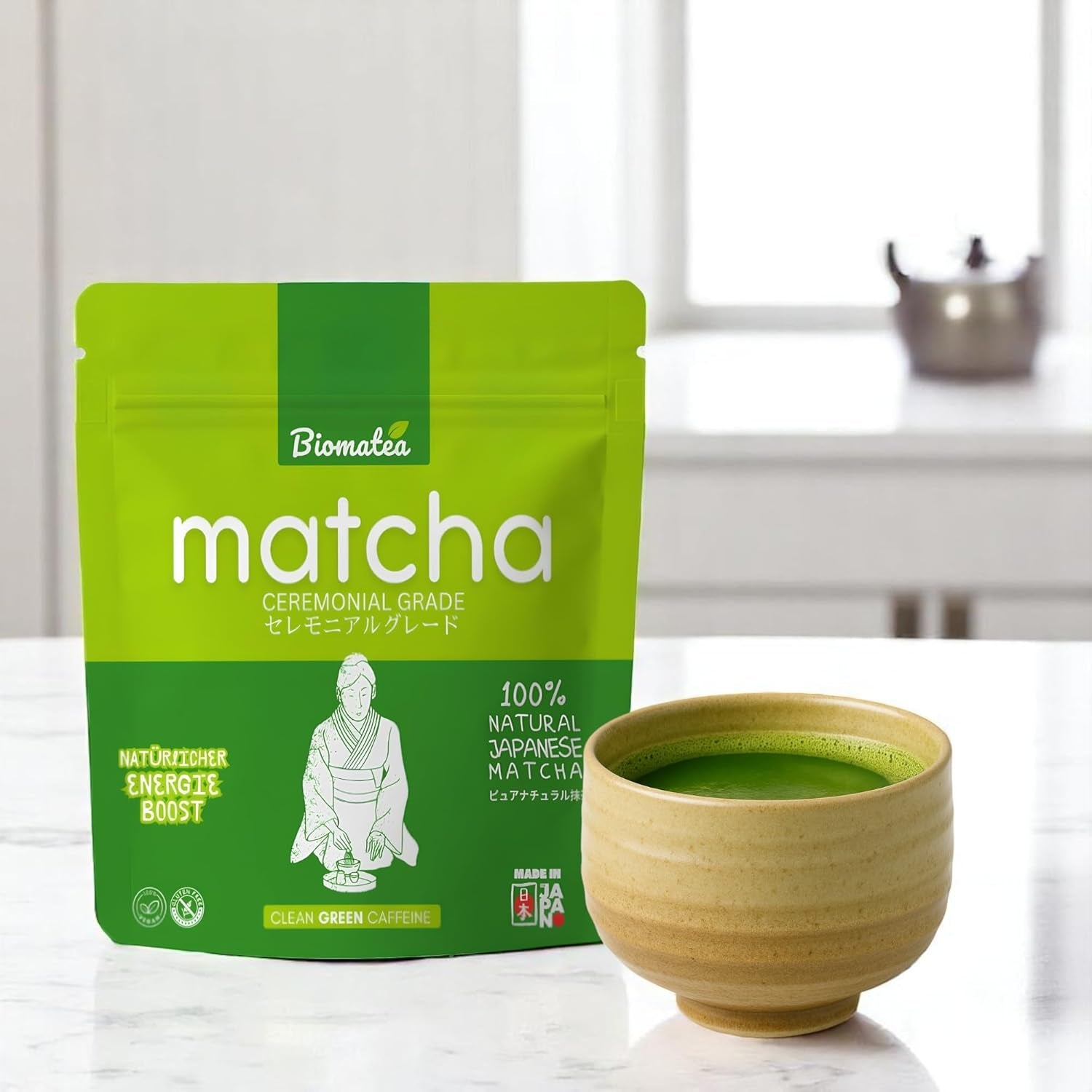 50G Ceremonial Grade Matcha z Japonska - 100% přírodní, bez pesticidů a testováno - Stone Ground - Moegi Matcha Premium japonský čajový prášek