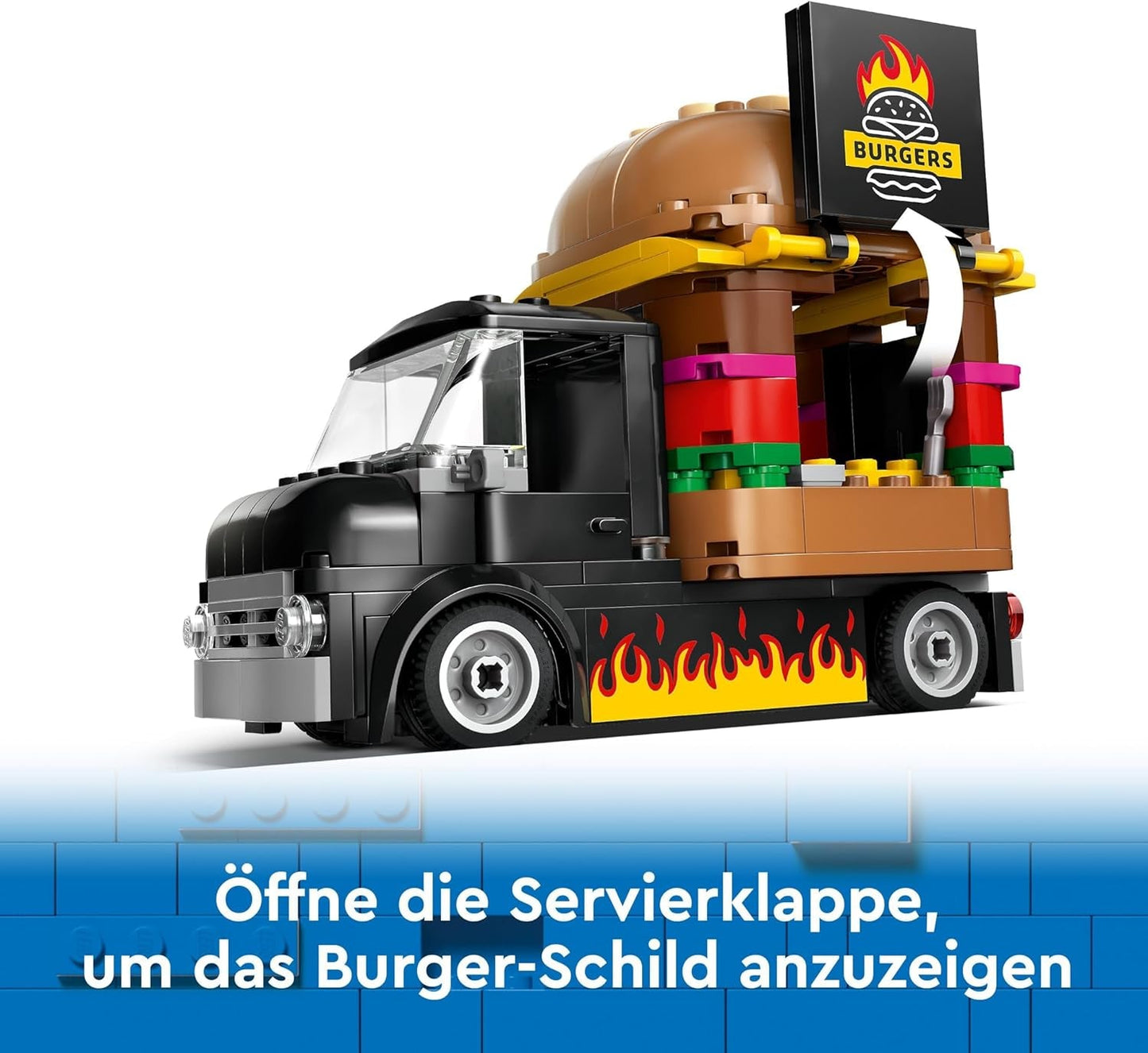 Stavebnice LEGO City Burger Truck s autíčkem pro děti od 5 let, minifigurkou potravinového vozíku a příslušenstvím, zábavným dárkem pro chlapce a dívky 60404 Stavebnice Besuche den LEGO-Store