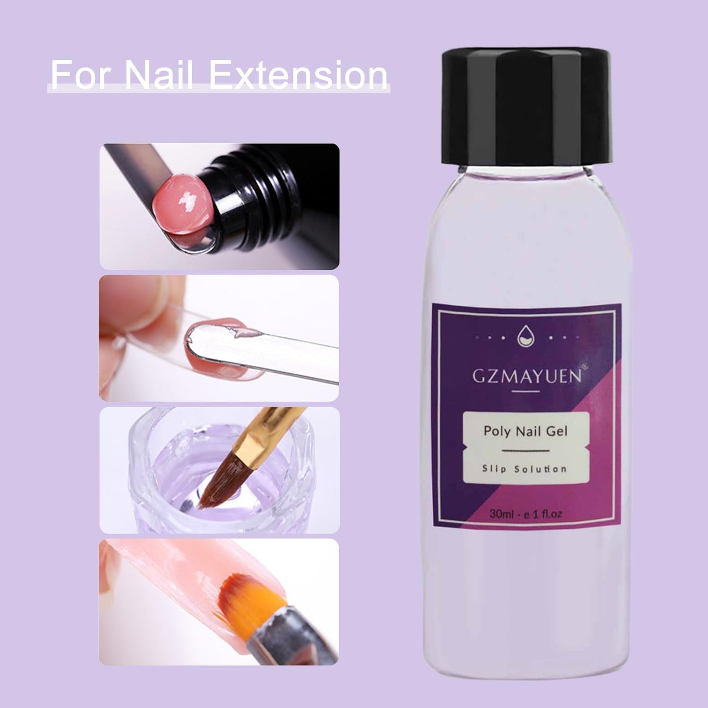 GZMAYUEN Poly Nail Gliding Solution 30 ml * 2 gel na prodlužování nehtů Tekutý gel na prodlužování nehtů – jednoduchý DIY roztok na klouzání se štětcem