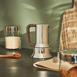 Alessi 9090/6 Espresso se 6 šálky na indukci, nerezová ocel, stříbrná, 15,5 x 13,5 x 27 cm