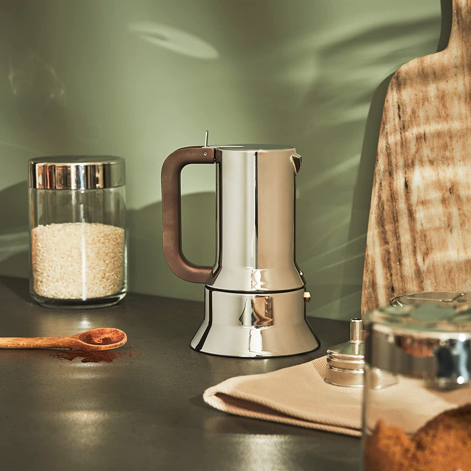Alessi 9090/6 Espresso se 6 šálky na indukci, nerezová ocel, stříbrná, 15,5 x 13,5 x 27 cm