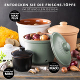 Römertopf Fresh Pot MINI 0,6 litru - Keramický hrnec na česnek - Prodyšná hlína udrží zeleninu déle čerstvou - Ideální cirkulace vzduchu - Bílé úložné boxy na potraviny Naty Shop