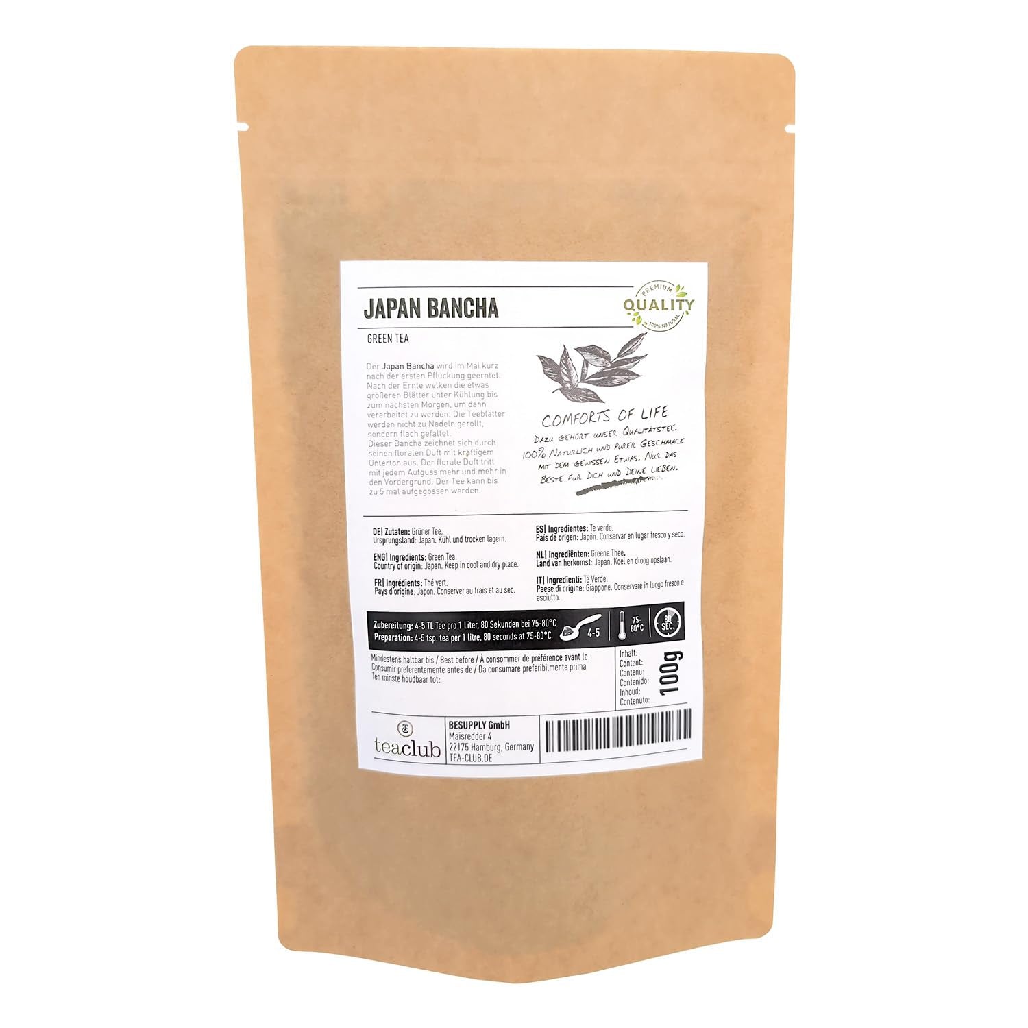 Bancha Japonský zelený čaj sypaný 100 g, aromatický a jemný japonský zelený čaj, Teaclub Green Tea