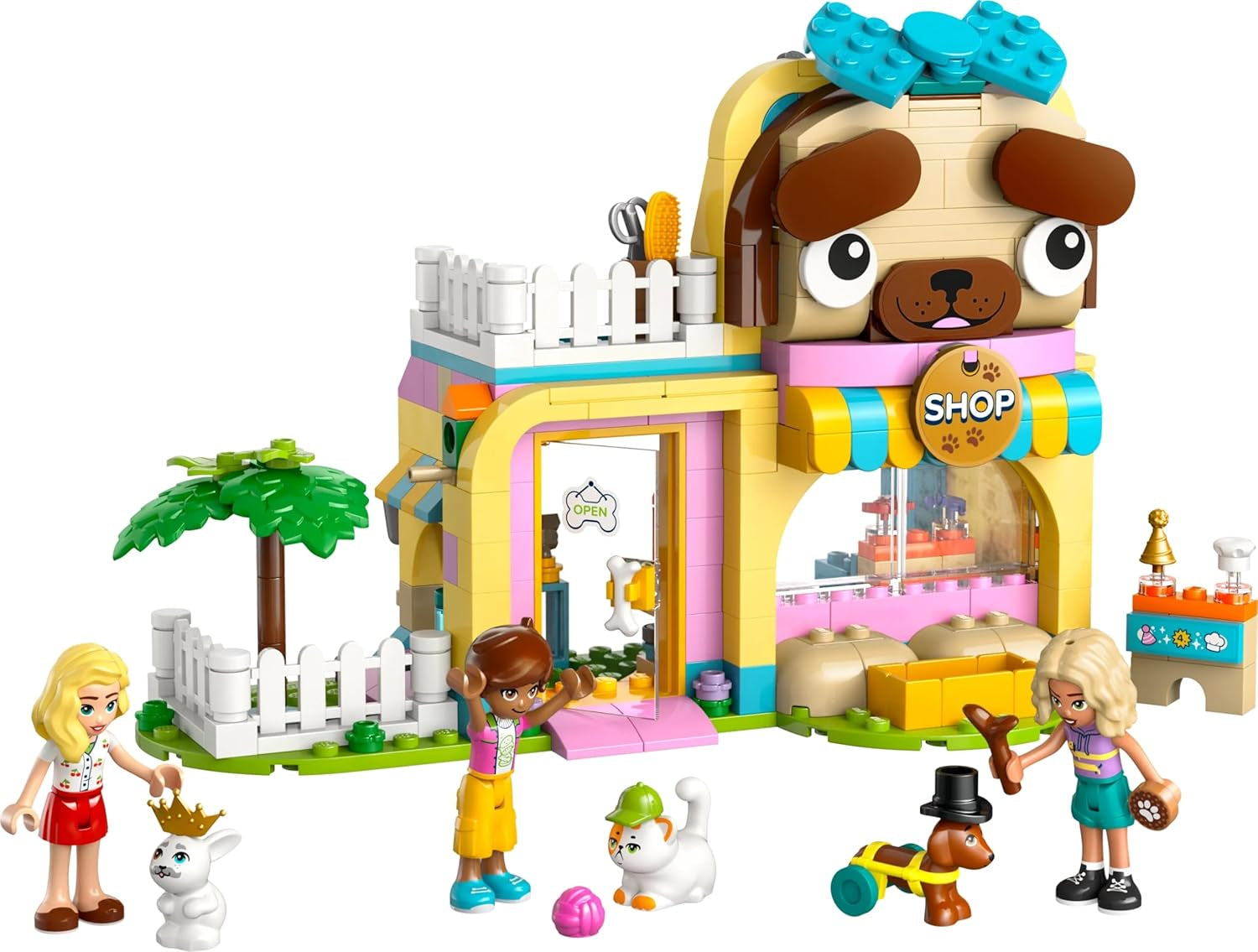 LEGO Friends Obchod se zvířecími doplňky Předstíraná herní sada Vzdělávací hračka pro 6leté dívky 3 minifigurky a 3 figurky zvířat Kočka Psík Zajíček Nápad na dárek pro děti 42650 Stavebnice Besuche den LEGO-Store