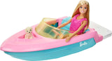 Sada motorového člunu Barbie, panenka Barbie s blond vlasy, růžová záchranná vesta, člun, štěně, doplňky, dárky pro 3+, panenky Grg30 Naty Shop