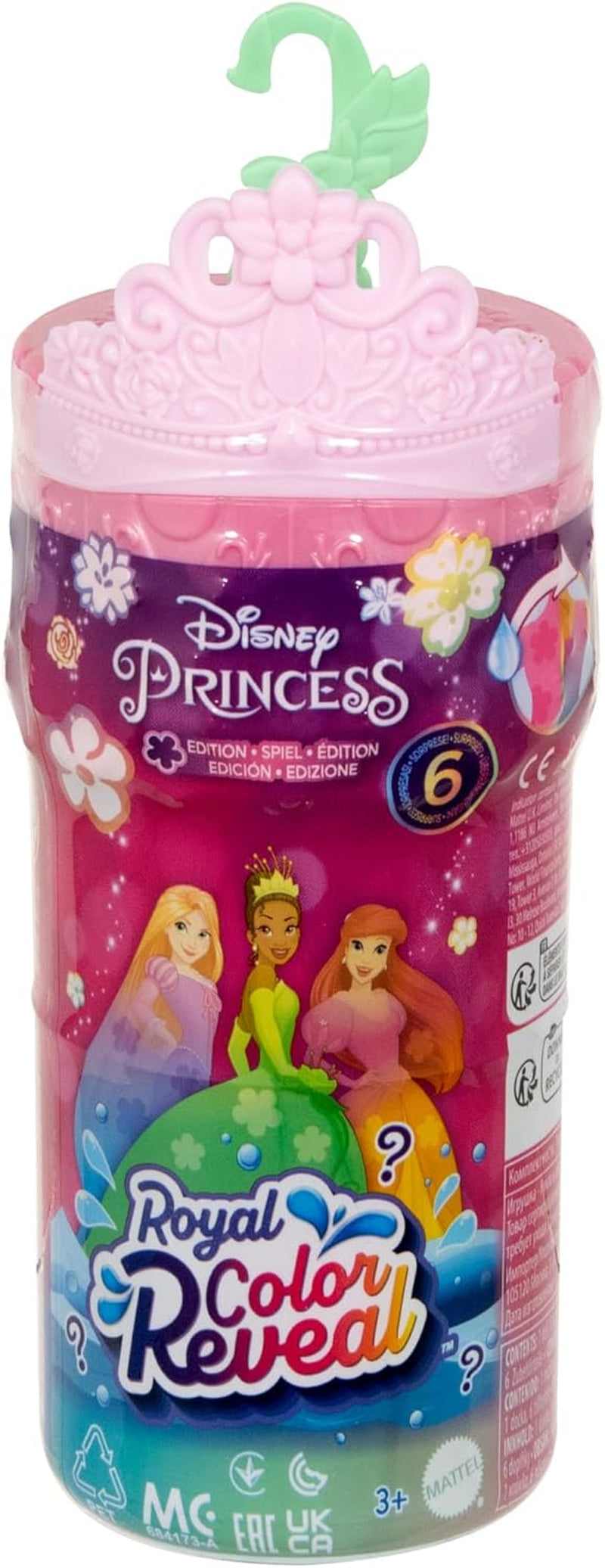 Malá panenka Mattel Disney Princess Royal Color Reveal se 6 překvapeními, včetně vonného prstenu a 4 doplňků (panenky se mohou lišit), série Garden Party HRN63
