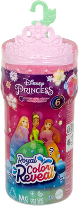 Malá panenka Mattel Disney Princess Royal Color Reveal se 6 překvapeními, včetně vonného prstenu a 4 doplňků (panenky se mohou lišit), série Garden Party HRN63