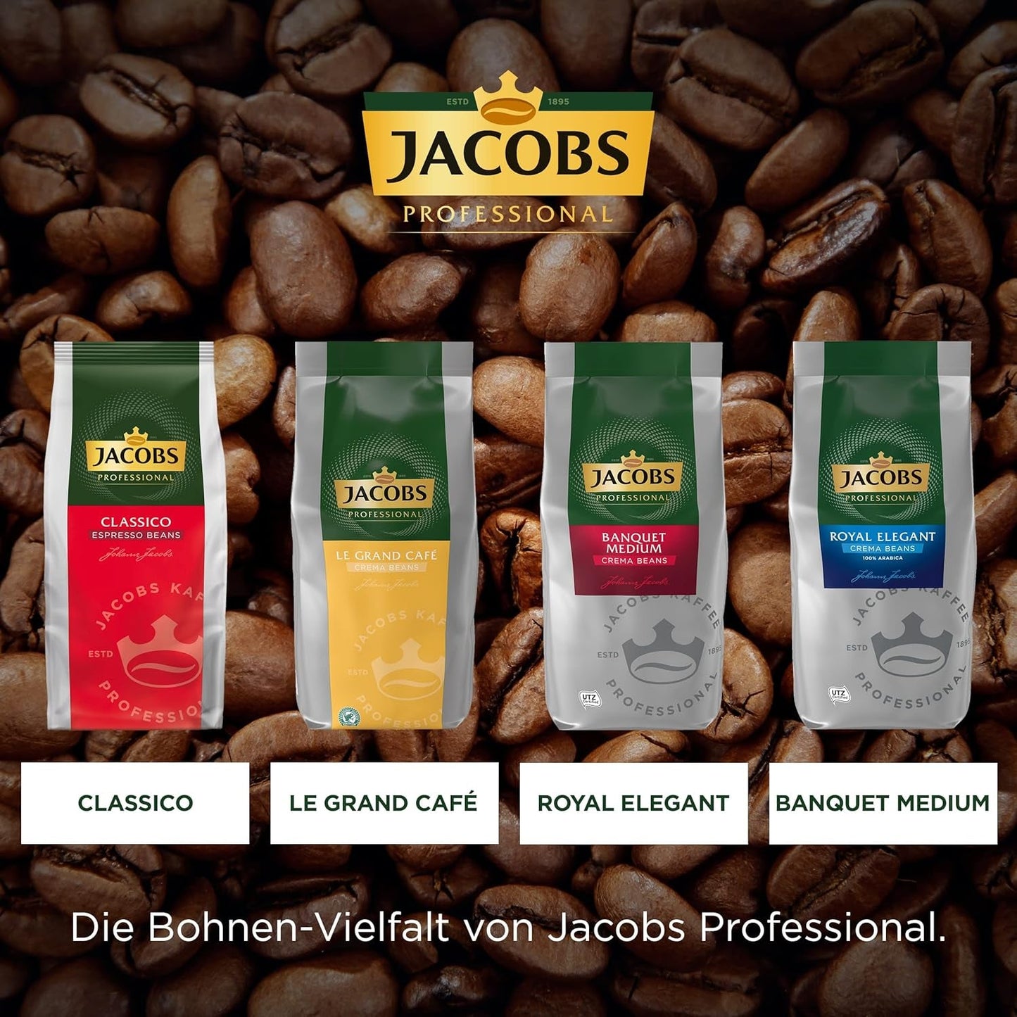 Zrnková káva Jacobs Professional Le Grand Café Crema, intenzita 2/5, celá zrnková káva, 1 kg