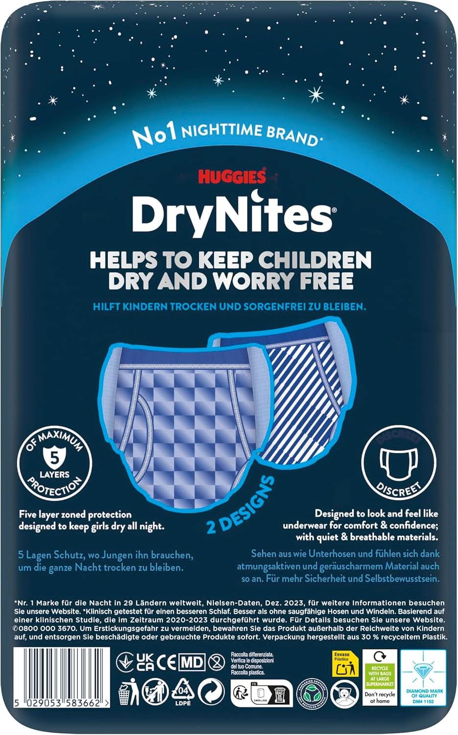 Huggies Drynites Nachtwindeln Bei Bettnässen, Für Jungen Ab 13 Bis Ca. 17 Jahre (48-60 KG), 27 Stück (3X9), Monatspack, Plenky-Pants Naty Shop