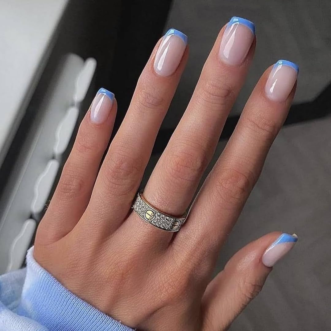 Dlouhé francouzské tipy Zlaté třpytivé lepidlo na dlouhé čtvercové nehty Glitter French Tip Sada umělých nehtů čtvercové umělé nehty pro ženy 24ks