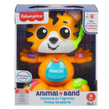 Fisher-Price vzdělávací hračka pro miminka a batolata, Beat Bande Učící se a tančící Tiger Justin se zvuky a světly pro miminka od 9 měsíců, italská verze, HYL04 Hračky pro miminka Naty Shop