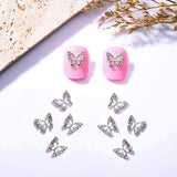 10 kusů slitiny Butterfly nail Charms Kovové nail art přívěsky pro diamanty nehty drahokamy zdobení nehtů zdobení nehtů výroba šperků