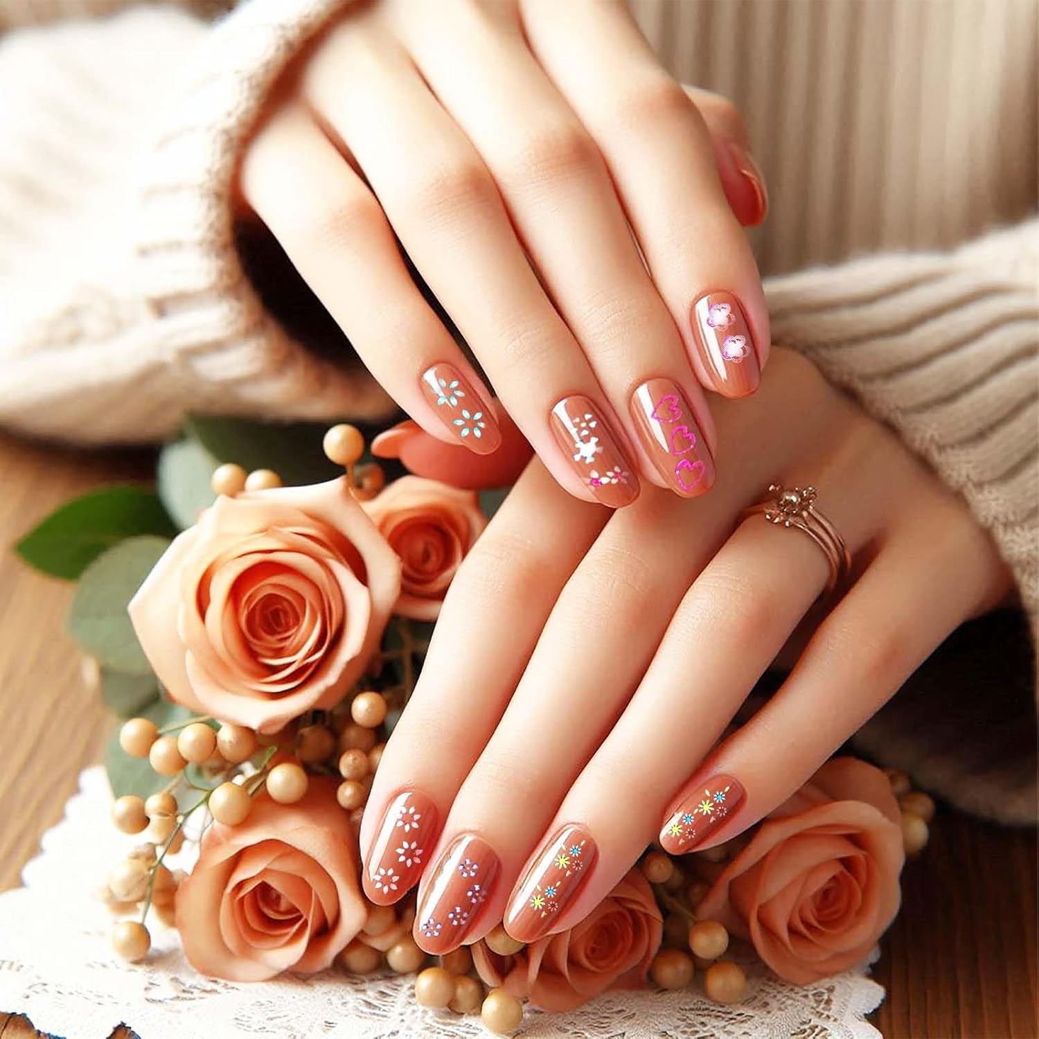 3D Nálepka na nehty 30 Blatt Nálepka na nehty Selbtklebend Blumen Blumenherzform Nálepka na nehty Nageldesign Nageldesign Zubehör Nagelaufkleber Für DIY Dekorationen, Maniküre, Handyhüllen