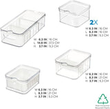 Úložné boxy iDesign, organizér na lednici s víkem v sadě 5 ks, boxy na skladování potravin z recyklovaného plastu pro organizaci spotřebního materiálu, průhledné a bílé boxy na skladování potravin Naty Shop