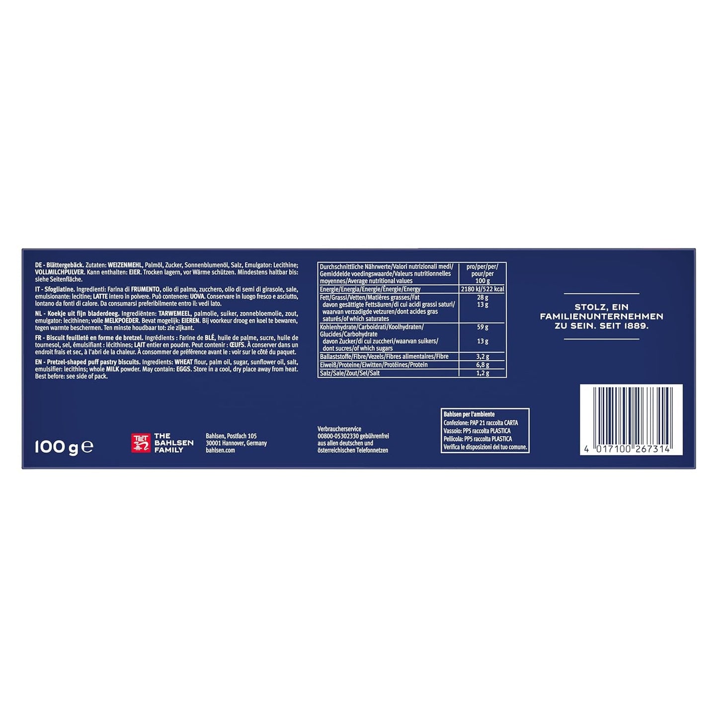 Bahlsen listové těsto - 12 ks - karamelizované listové těsto ve tvaru preclíku (12 x 100 g)