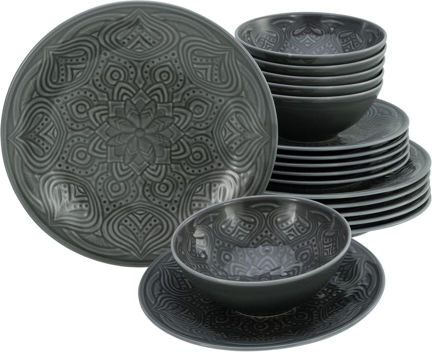 CreaTable, 21627, série Orient Mandala, 18dílná sada nádobí, sada porcelánových talířů, vhodné do myčky a mikrovlnné trouby, vyrobeno v Evropě
