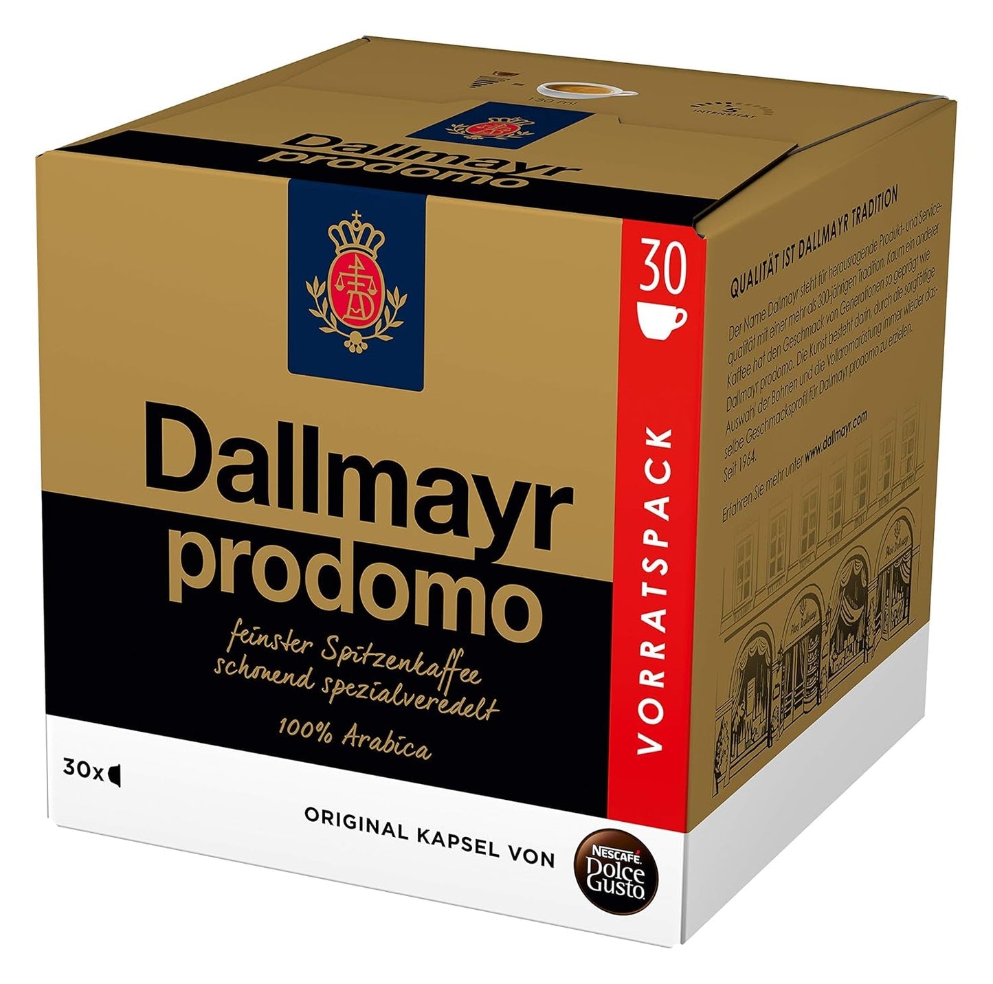 Dallmayr Crema d´Oro, XXL-Vorratsbox, 90 kafékapsel, Feine Crema und vollmundiges Aroma (3 x 30 kapslí) & Dallmayr Prodomo, XXL-Vorratsbox, 90 kafékapsel (3 x 30 kapslí)