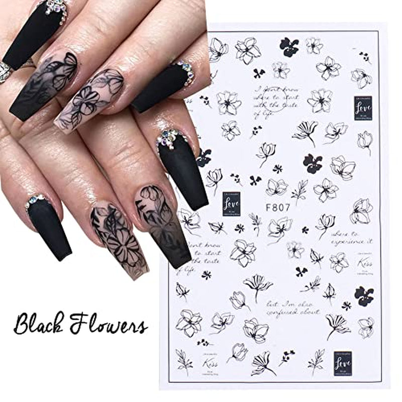 JMEOWIO Nálepka na nehty Frühling Blumen 10 Blätter Nagelaufkleber Selbtklebend Nail Art Dekorace Nageldesign Zubehör Für Frauen Mädchen