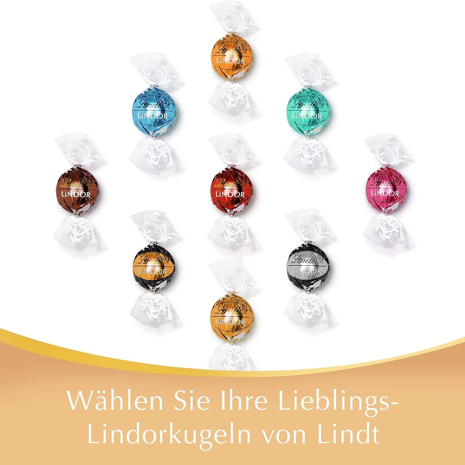 Dárková krabička Lindt LINDOR s různými čokoládami, cca. 15 lanýžů LINDOR, 4 druhy (mléčná čokoláda, bílá čokoláda, hořká čokoláda 60% a lískový ořech), 187 g