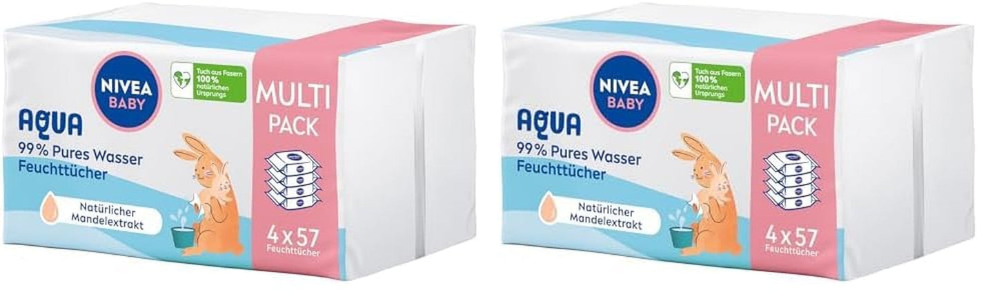 NIVEA Baby Aqua vlhčené ubrousky 4x57 kusů
