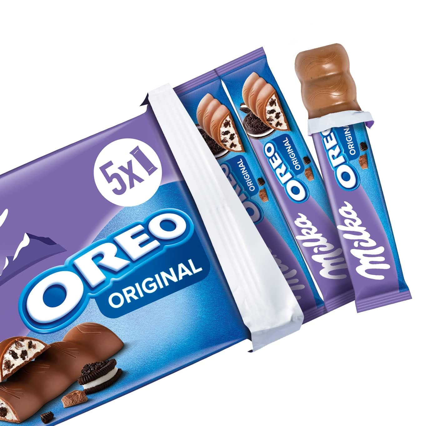 Milka & OREO tyčinky – Čokoláda z alpského mléka s křupavými kousky OREO sušenek v mléčné smetaně – 13 x 185g