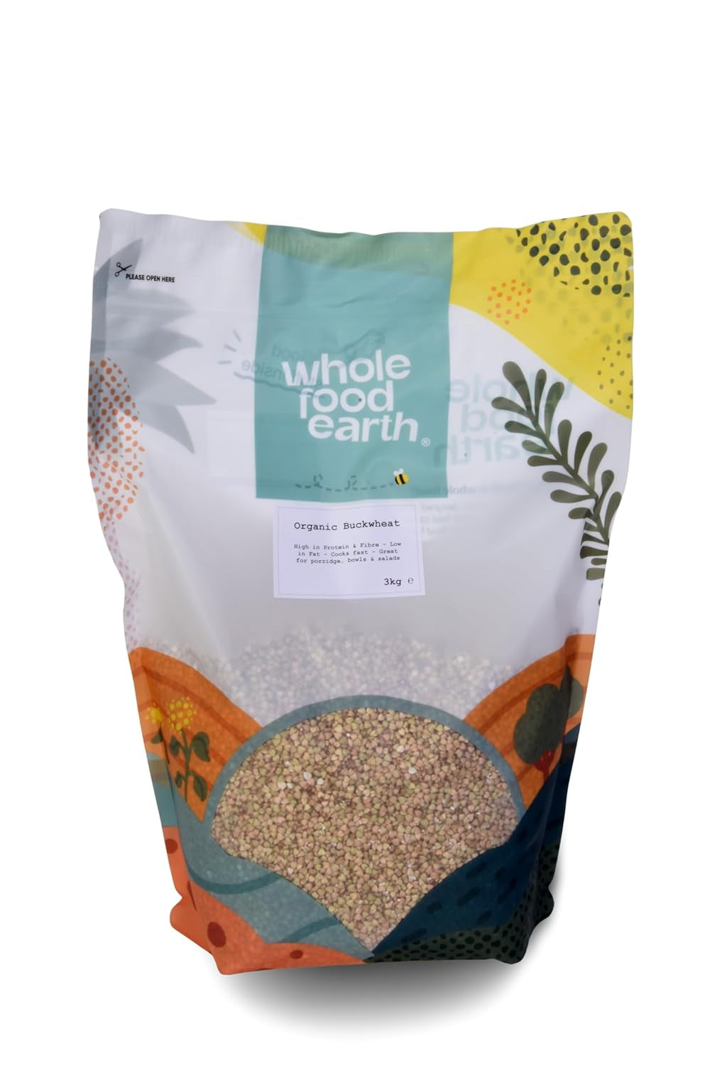 Wholefood Earth Organic Pohanka - 3 kg - Bez GMO - Vegan - Vysoký obsah vlákniny - Certifikované BIO