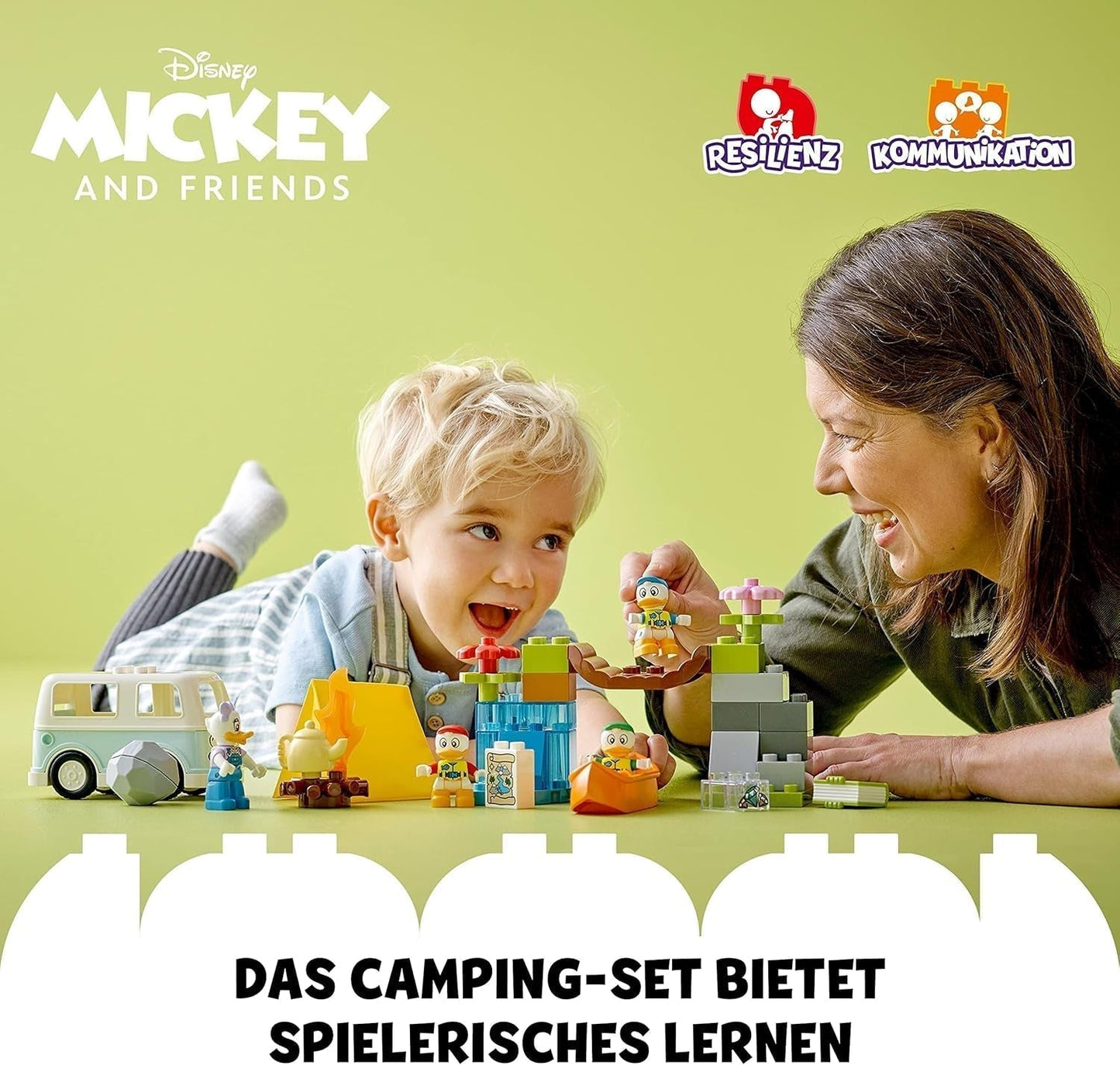 LEGO 10997 DUPLO Disney Mickey and Friends Campingová dobrodružná sada s karavanem, kánoí a figurkou kachny Daisy, stavebnice Dárek pro batolata od 2 let, dívky a kluky Stavebnice Besuche den LEGO-Store