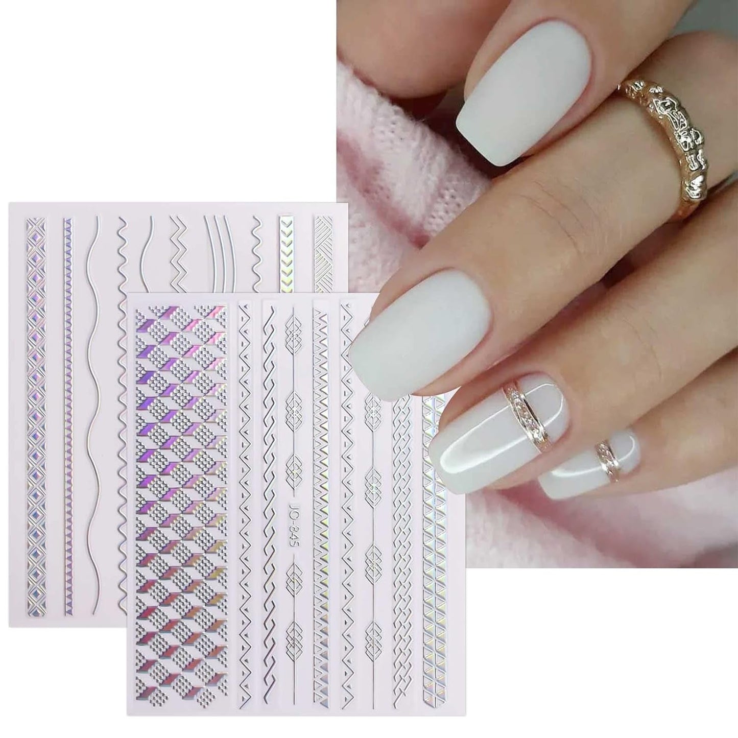 JMEOWIO Nálepka na nehty Aurora 12 Blatt Nálepka na nehty Selbtklebend Nagelaufkleber Holografisch Dekoration Nageldesign Zubehör
