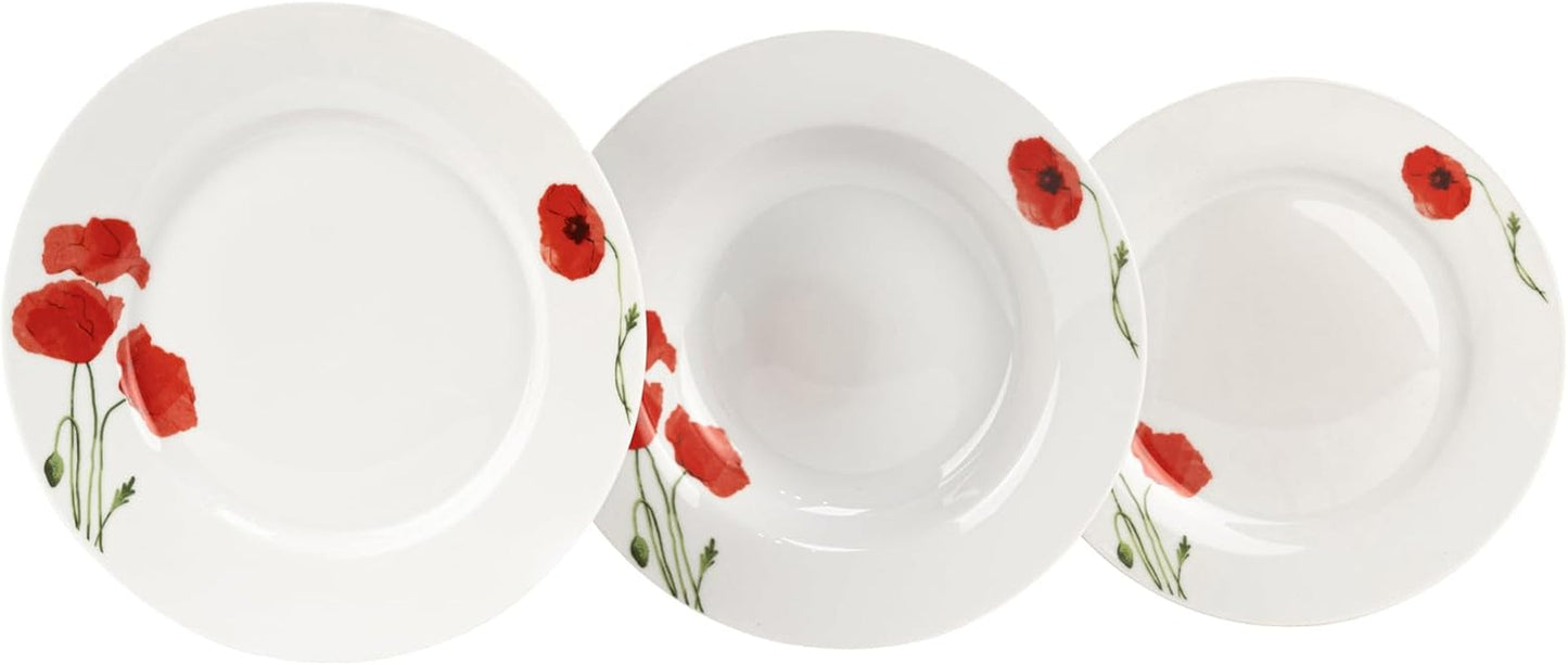 Sada nádobí pro 6 - 18 kusů - Porcelánová sada nádobí - Sada bílého nádobí - Sada mís a talířů - Moderní nádobí - Talíře - Obsluha - Sada nádobí pro 6