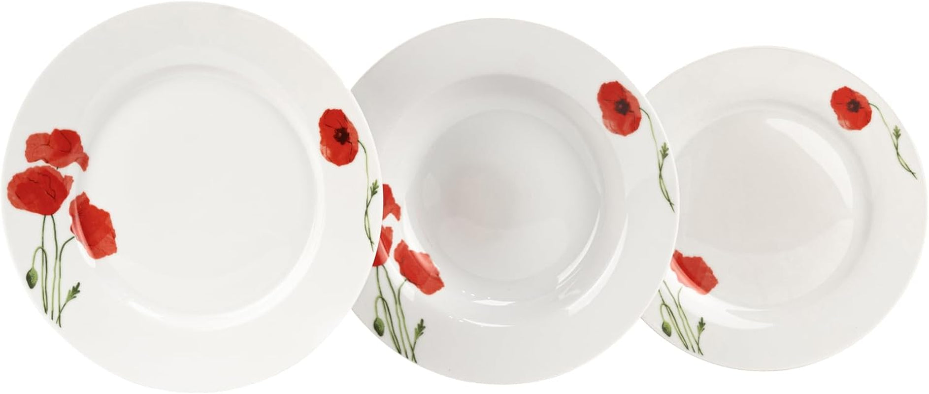 Sada nádobí pro 6 - 18 kusů - Porcelánová sada nádobí - Sada bílého nádobí - Sada mís a talířů - Moderní nádobí - Talíře - Obsluha - Sada nádobí pro 6