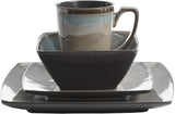 Tequesta Reactive Glazed Stoneware Square Sada nádobí pro 4 osoby (16 kusů) Taupe