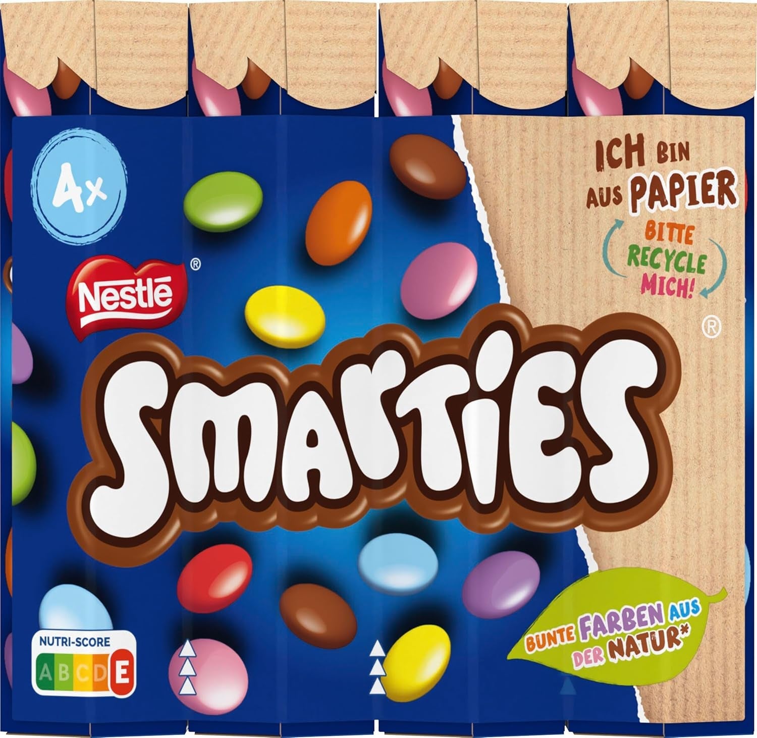 Nestlé SMARTIES Multipack, malá rolka, čokoládová čočka, ideální k narozeninám dětí, přírodní barvy, šestihranná rolka, balení 12 ks (12x (4 x 34g))