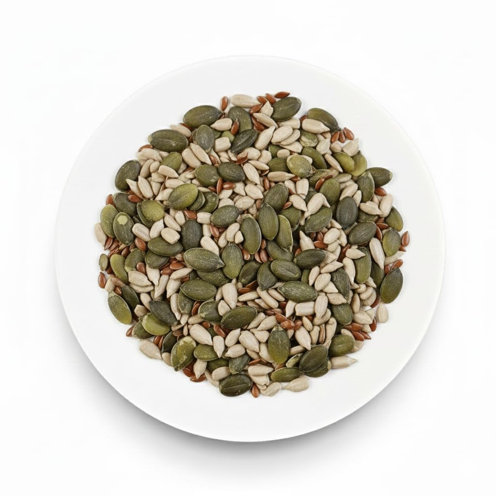 Bio Omega Seed Mix 3 kg (směs dýňových, slunečnicových a lněných semínek), směs 3 celých syrových olejnatých semen, bohatá na bílkoviny, vlákninu a omega-3 mastné kyseliny
