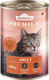Dehner Premium vlhké krmivo pro kočky, bez obilovin, pro dospělé kočky, drůbež, 6 konzerv po 400 g (2,4 kg)