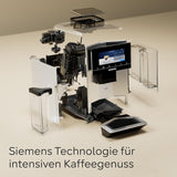 Siemens EQ900 TQ903D03 Automatický kávovar na espresso, Ovládání aplikací, Intuitivní dotykový displej, Režim Barista, AromaBoost, Redukce hluku, Prémiový mlýnek, Automatické čištění párou, 1500 W, Nerezová ocel