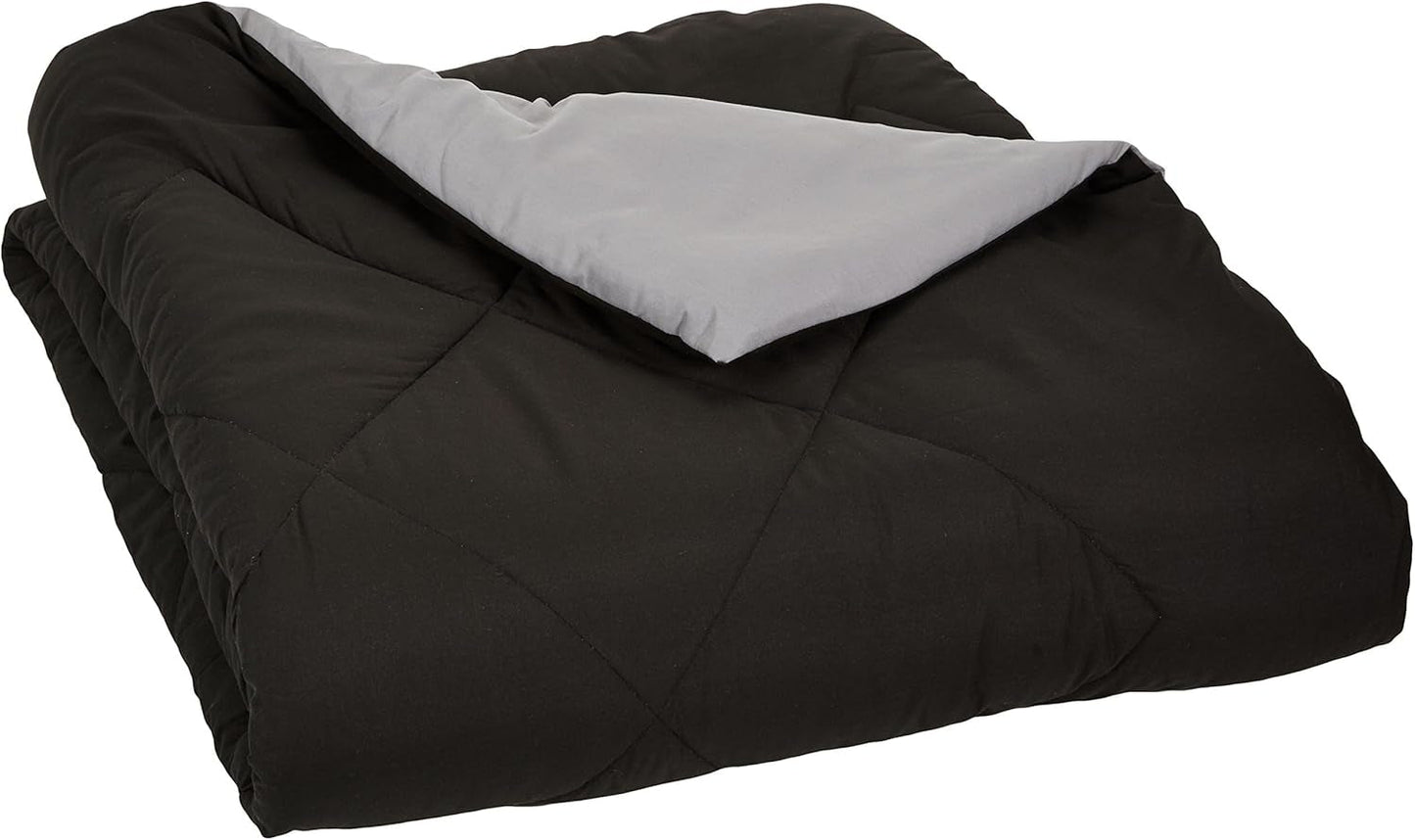 Amazon Basics povlak na přikrývku z mikrovlákna, lze použít oboustranně, 220 X 240 Cm, šedá / černá Peřiny a přikrývky Naty Shop