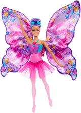Barbie Dance And Flutter Transformační panenka 2 v 1 z tanečnice na motýla s otevíracími křídly, fialovými vlasy, vlasovými šperky a odnímatelnou tutu, HXJ10 Naty Shop Dolls Výchozí název