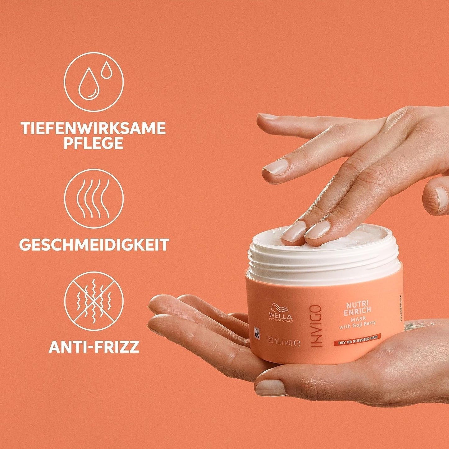 Wella Professionals Invigo Nutri Enrich - hydratační péče pro poškozené vlasy - kondicionér, maska a kondicionér s vitamínem E, panthenolem a mandlemi - proti krepatění a pro živé kadeře Naty Shop Hair Mask