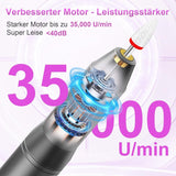 Akumulátorový elektrický pilník na nehty – 35 000 ot./min na gelové nehty, profesionální pilník na nehty a akrylové nehty 12 v 1, sada na manikúru a pedikúru 5 rychlostí