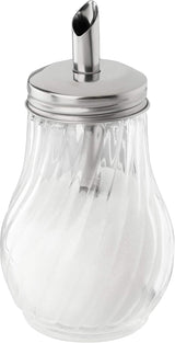 FMprofessional 280ml FLEURETTE dávkovač cukru, skleněná nádoba, nádobka pro snadné dávkování, nádobka pro různé příležitosti, vysoce kvalitní nádobka (barva: stříbrná), množství: 1 kus