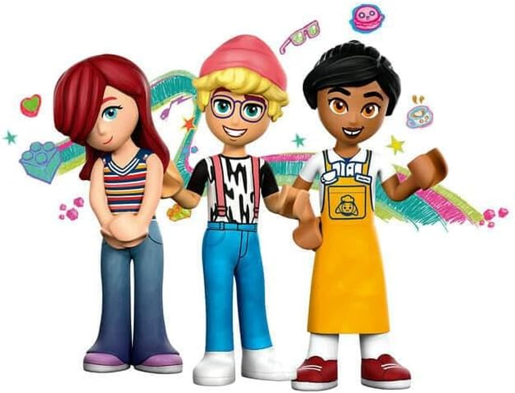 LEGO Friends kavárna v městečku Heartlake, dětská hračka, pekárna hraček, tip na dárek pro dívky a chlapce 6+, sada 3 hracích figurek a figurky psa 42618 Stavebnice Besuche den LEGO-Store