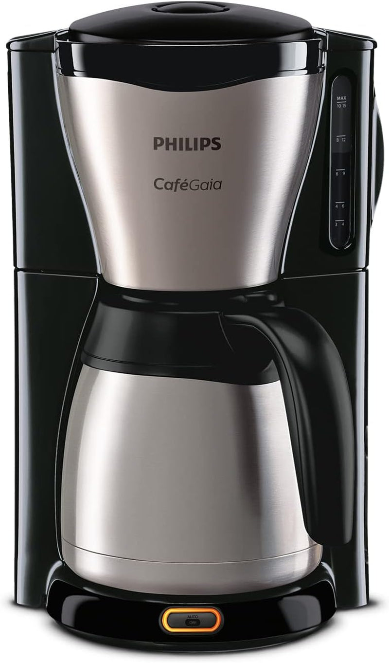 Espresso kávovar PHILIPS Café Gaia s filtrem – nerezová termoska, systém proti odkapávání, intenzivní aroma, automatické vypnutí, 1300 ml, černá (HD7546/20)