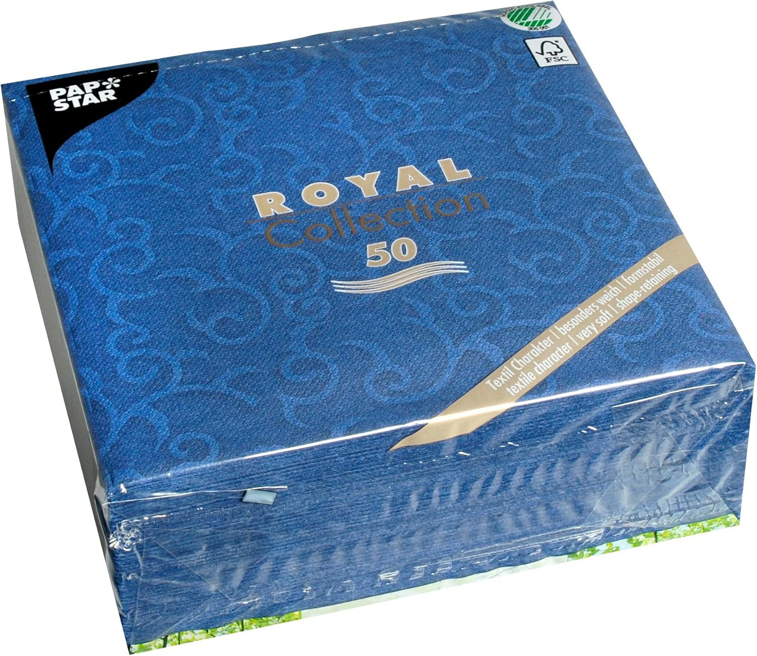 Papstar, 50 ubrousků "ROYAL Collection" 1/4-násobek 40 cm X 40 cm šampaňské "Casali", #84877