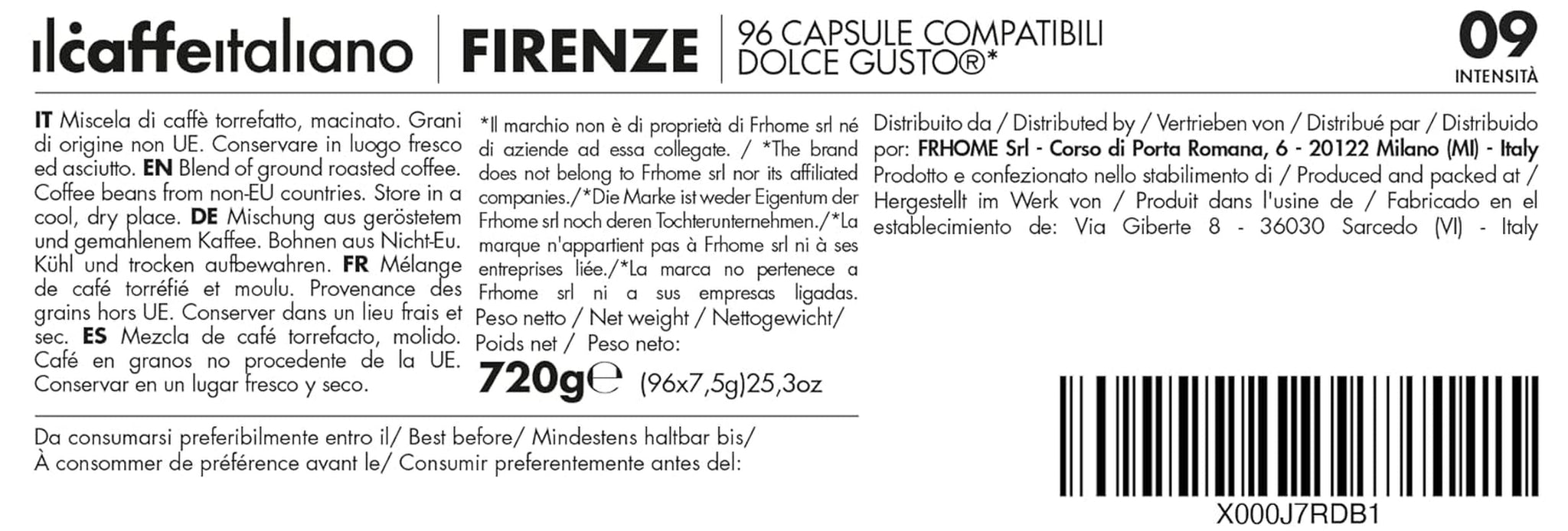 Nescafè Dolce Gusto, 96 Kaffeekapseln mit dem Nescafè-Dolce-Gusto-Compatible System - Il Caffè Italiano - Mischung Firenze, Intensität 9