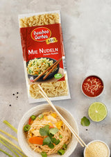 Bambusová zahrada - Mie Noodles | Instantní nudle pro asijskou kuchyni | Ideální pro wok pokrmy nebo polévky Vegani | 250g sáček